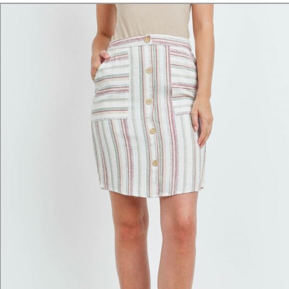NWT Multi Stripe Linen Blend Skirt Size Small - Picture 4 of 5